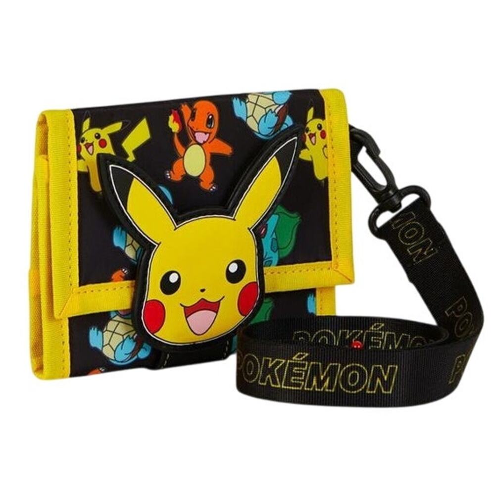Pokémon Pikachu & Kanto Starters Wrist Wallet with Strap, Velcro Closure
